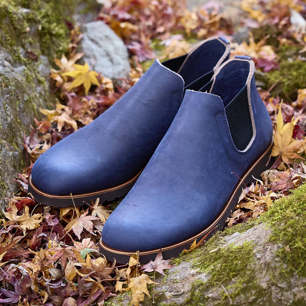 【限定生産】一枚革サイドゴア<br>インディゴ染めレザー