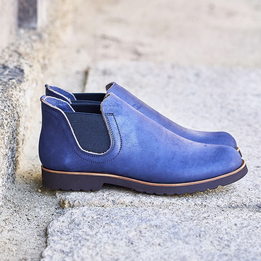 【限定生産】一枚革サイドゴア<br>インディゴ染めレザー