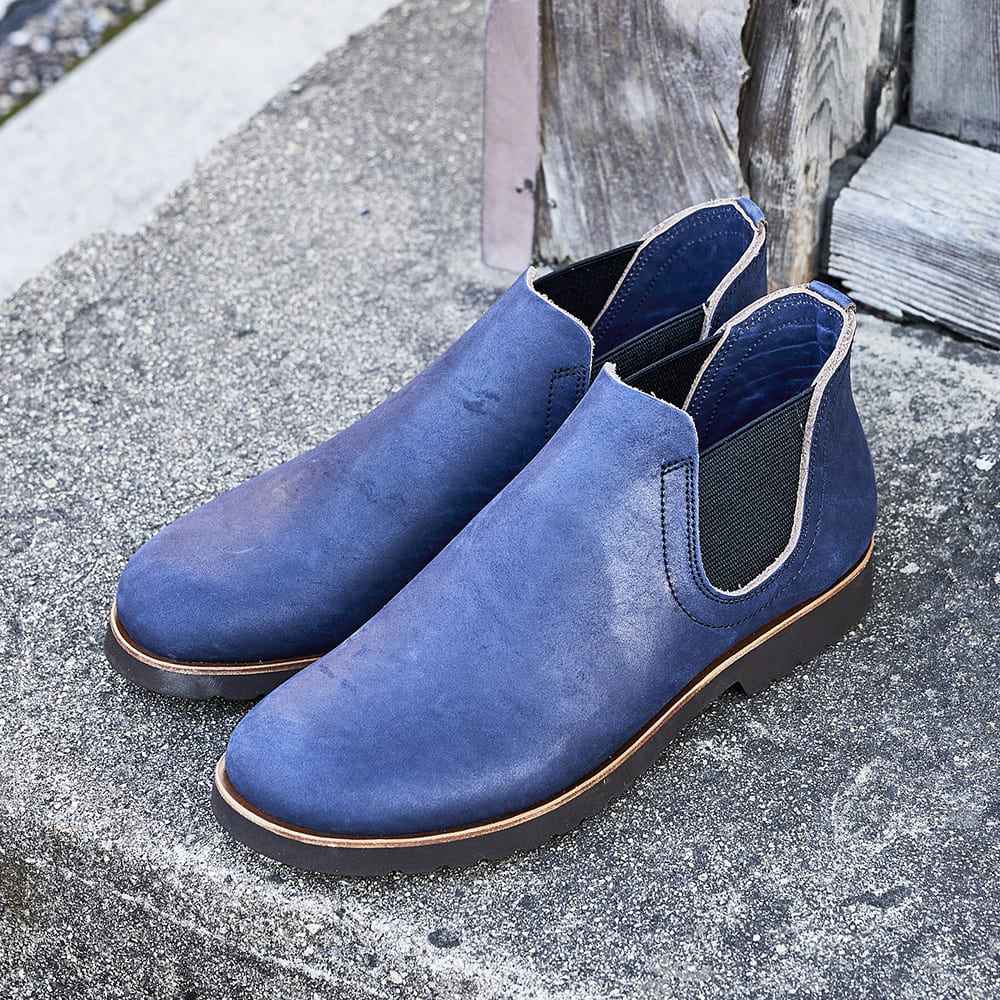 【限定生産】一枚革サイドゴア<br>インディゴ染めレザー